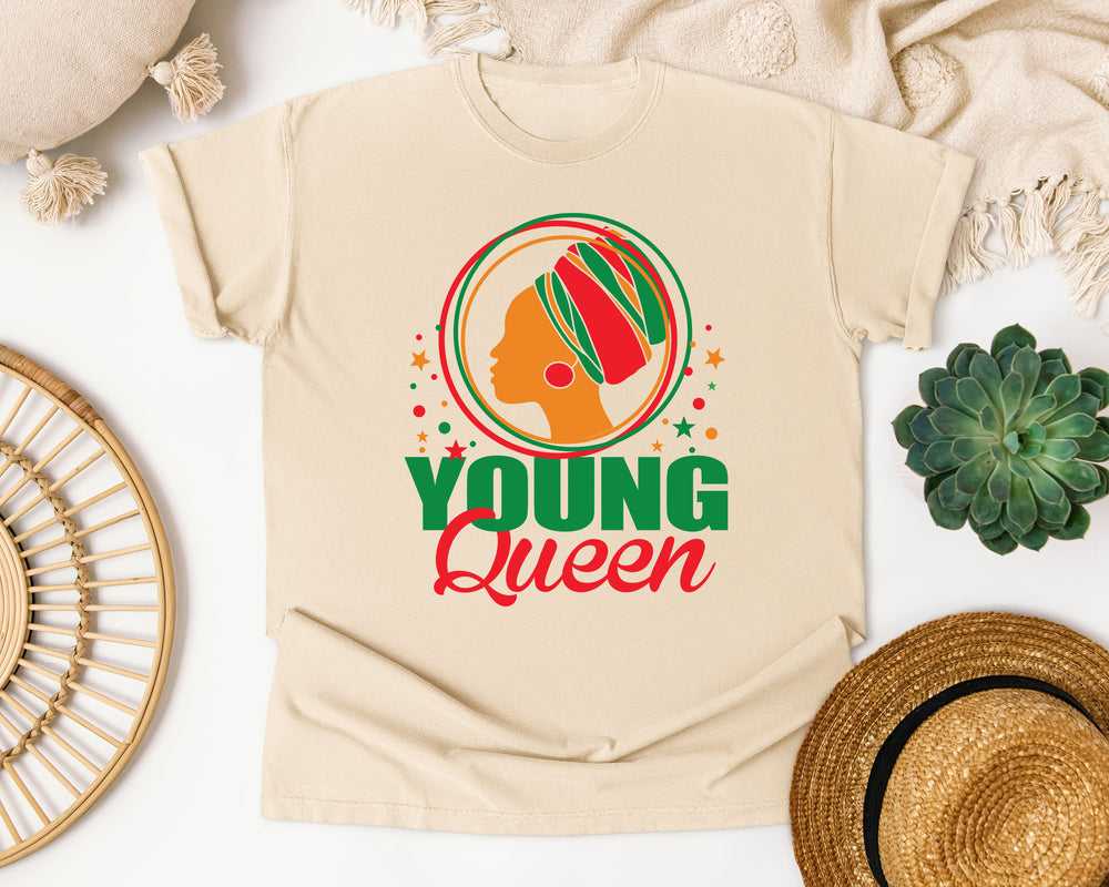 Young Queen Headwrap graphic tee in Ivory Comfort Colors 1717