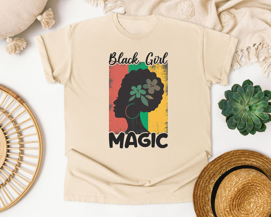 Black Girl Magic Retro graphic tee in Ivory Comfort Colors 1717