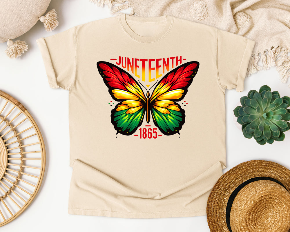 Juneteenth 1865 Butterfly graphic tee in Ivory Comfort Colors 1717