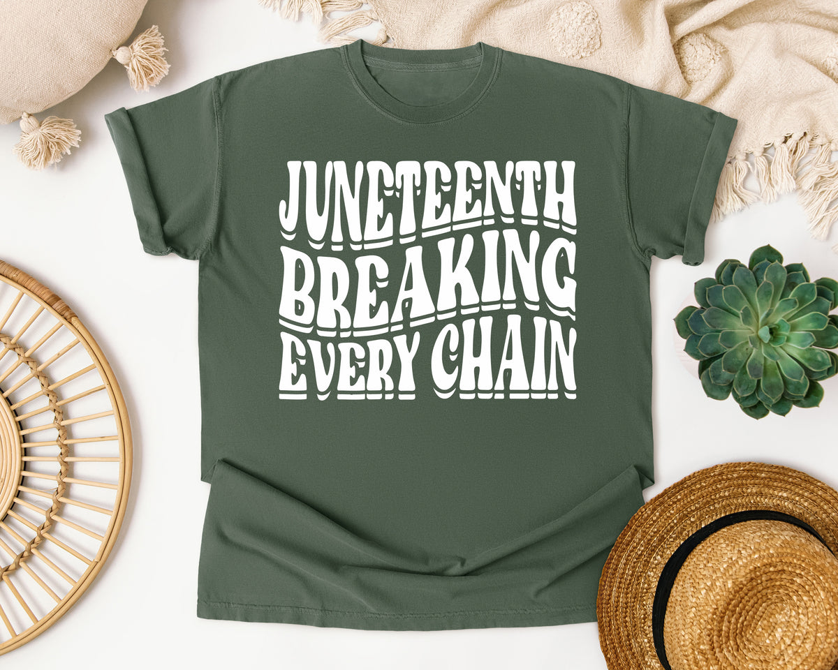 Juneteenth Breaking Chains White Comfort Colors Shirt