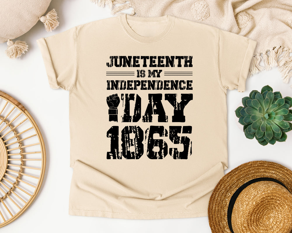 Juneteenth Independence Day Black Ink graphic tee in Ivory Comfort Colors 1717