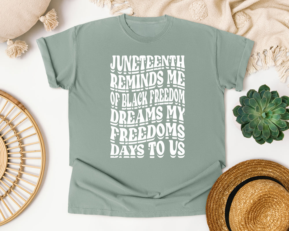 Juneteenth Black Freedom Dreams graphic tee in Bay Comfort Colors 1717