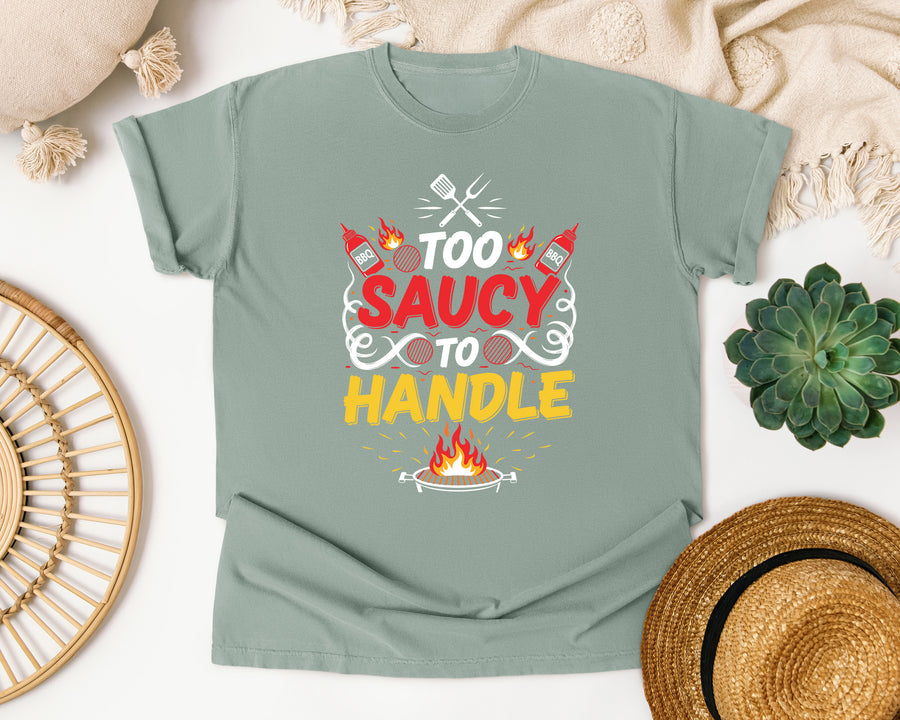 Too Saucy To Handle BBQ graphic tee in Bay Comfort Colors 1717