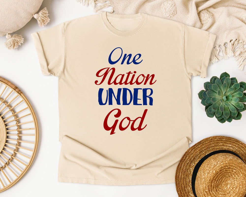 One Nation Under God graphic tee in Ivory Comfort Colors 1717