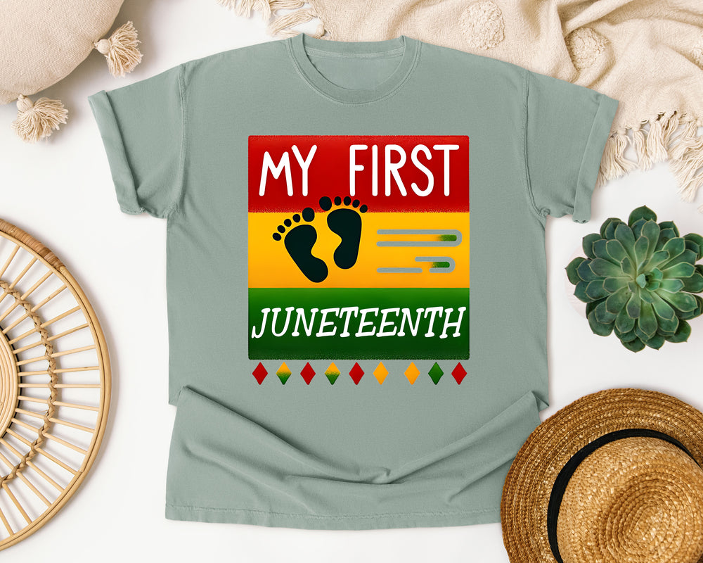 My First Juneteenth Banner graphic tee in Bay Comfort Colors 1717