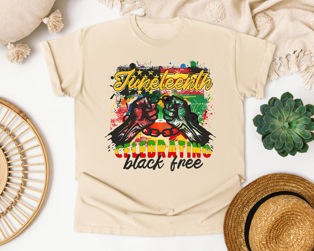 Juneteenth Celebrating Black Freedom graphic tee in Ivory Comfort Colors 1717