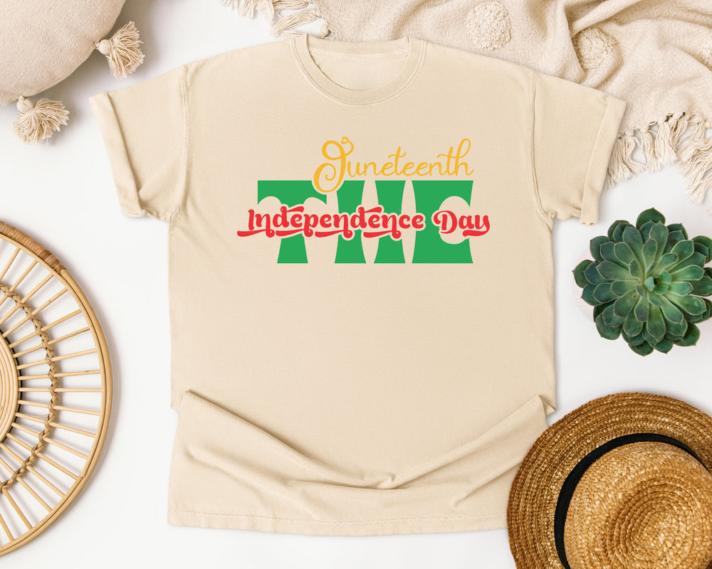 Juneteenth Independence Day Stacked graphic tee in Ivory Comfort Colors 1717