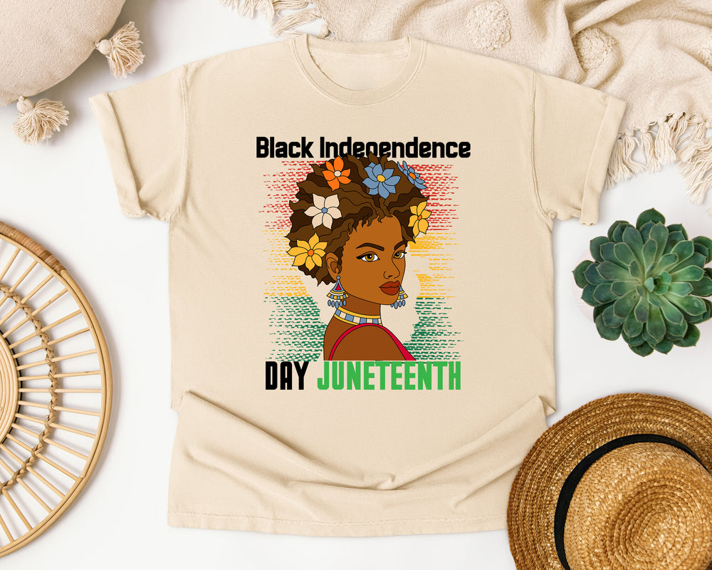 Black Independence Day Juneteenth graphic tee in Ivory Comfort Colors 1717