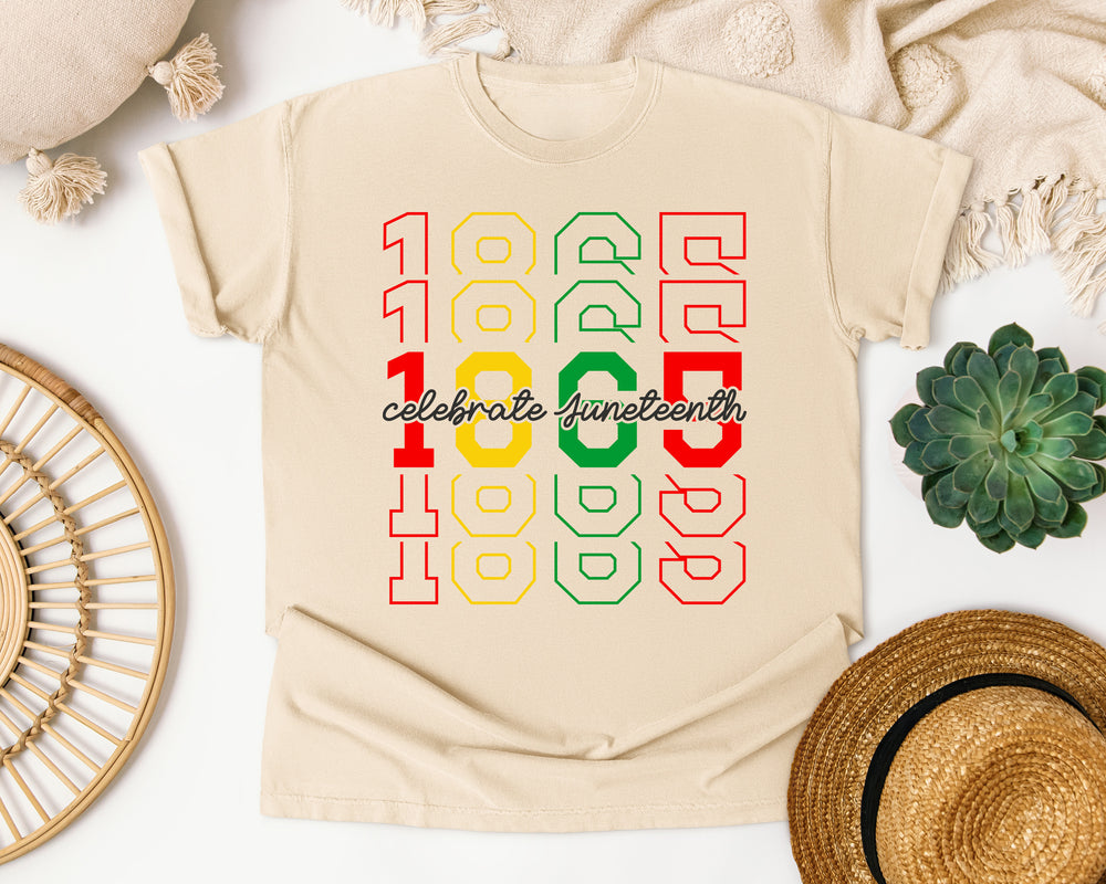 Celebrate Juneteenth 1865 graphic tee in Ivory Comfort Colors 1717