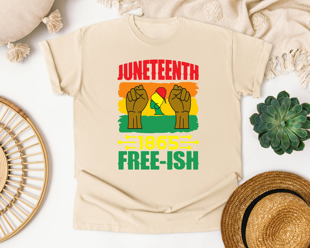 Juneteenth 1865 Free-ish Fists graphic tee in Ivory Comfort Colors 1717