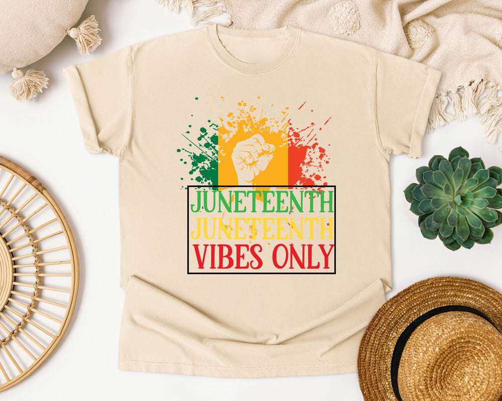 Juneteenth Fist Vibes Only graphic tee in Ivory Comfort Colors 1717