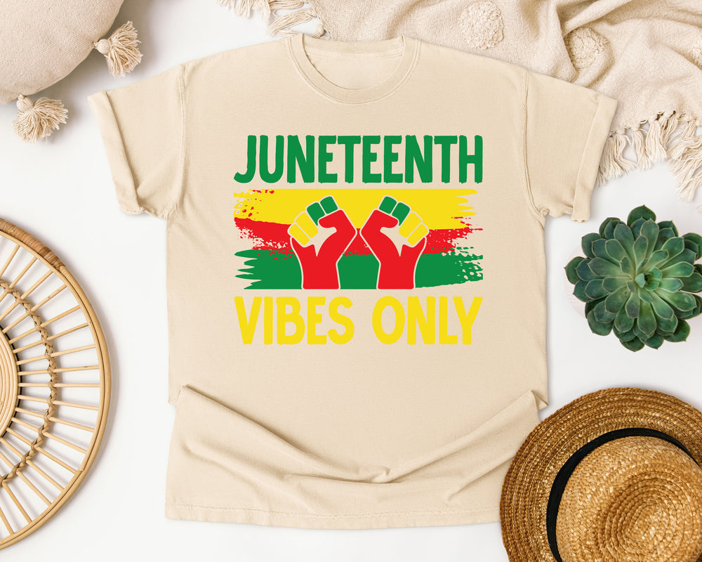Juneteenth Vibes Only Fists graphic tee in Ivory Comfort Colors 1717