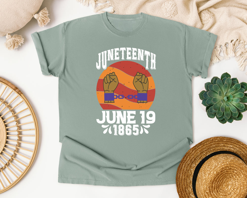 Juneteenth June 19 1865 graphic tee in Bay Comfort Colors 1717