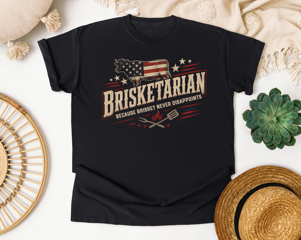 Brisketarian American Flag graphic tee in Black Comfort Colors 1717