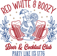 Red, White & Boozy DTF transfer – patriotic 4th of July design (adult/youth/toddler sizes)