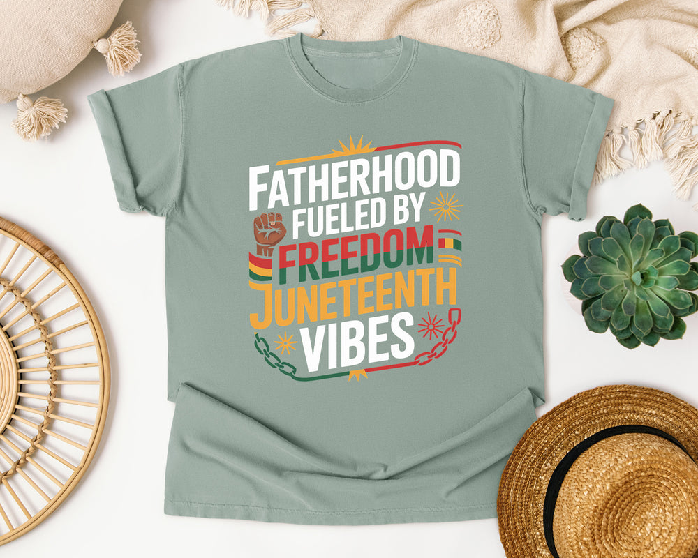 Fatherhood Fueled By Freedom graphic tee in Bay Comfort Colors 1717