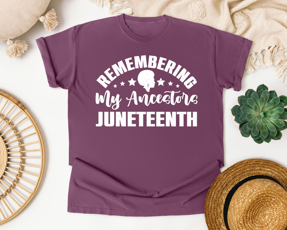 Ancestors Remembered Juneteenth graphic tee in Berry Comfort Colors 1717