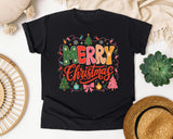 Merry Christmas Twinkle Lights graphic tee in Black Comfort Colors 1717