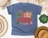 Merry Christmas Twinkle Lights graphic tee in Blue Jean Comfort Colors 1717