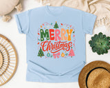 Merry Christmas Twinkle Lights graphic tee in Chambray Comfort Colors 1717
