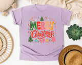 Merry Christmas Twinkle Lights graphic tee in Orchid Comfort Colors 1717