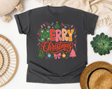 Merry Christmas Twinkle Lights graphic tee in Pepper Comfort Colors 1717