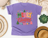 Merry Christmas Twinkle Lights graphic tee in Violet Comfort Colors 1717