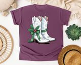 Western Christmas Boots graphic tee in Berry Comfort Colors 1717
