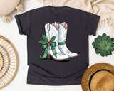 Western Christmas Boots graphic tee in Graphite Comfort Colors 1717