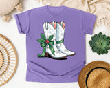 Western Christmas Boots graphic tee in Violet Comfort Colors 1717