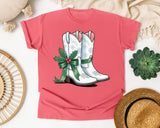 Western Christmas Boots graphic tee in Watermelon Comfort Colors 1717