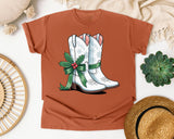 Western Christmas Boots graphic tee in Yam Comfort Colors 1717