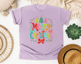 Colorful Merry Christmas Lights graphic tee in Orchid Comfort Colors 1717