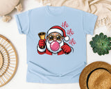 Ho Ho Ho Bubblegum Santa graphic tee in Chambray Comfort Colors 1717