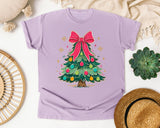 Christmas Tree with Pink Bow graphic tee in Orchid Comfort Colors 1717