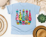Whimsical Christmas Tree Lineup graphic tee in Chambray Comfort Colors 1717
