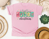 Merry Christmas Tile Letters graphic tee in Blossom Comfort Colors 1717