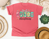 Merry Christmas Tile Letters graphic tee in Watermelon Comfort Colors 1717