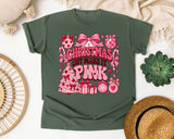 Christmas But Make It Pink graphic tee in Moss Comfort Colors 1717