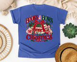 Books and Bows for Christmas graphic tee in Flo Blue Comfort Colors 1717