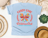 Candy Cane Christmas Club graphic tee in Chambray Comfort Colors 1717