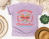 Candy Cane Christmas Club graphic tee in Orchid Comfort Colors 1717