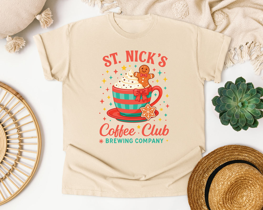 St. Nick's Coffee Club graphic tee in Ivory Comfort Colors 1717