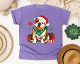 Christmas Bulldog with Lights graphic tee in Violet Comfort Colors 1717