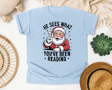 He Sees What You've Been Reading graphic tee in Chambray Comfort Colors 1717