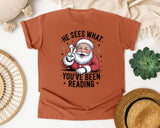 He Sees What You've Been Reading graphic tee in Yam Comfort Colors 1717
