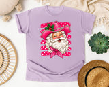 Pink Cowboy Santa graphic tee in Orchid Comfort Colors 1717