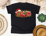 Christmas Teacher Lettering graphic tee in Black Comfort Colors 1717