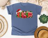 Christmas Teacher Lettering graphic tee in Blue Jean Comfort Colors 1717