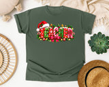 Christmas Teacher Lettering graphic tee in Moss Comfort Colors 1717